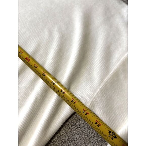 Lands' End Ivory Mock Neck Long Sleeve Top M Minimalist Cotton Knit Basic Layer - Picture 6 of 8